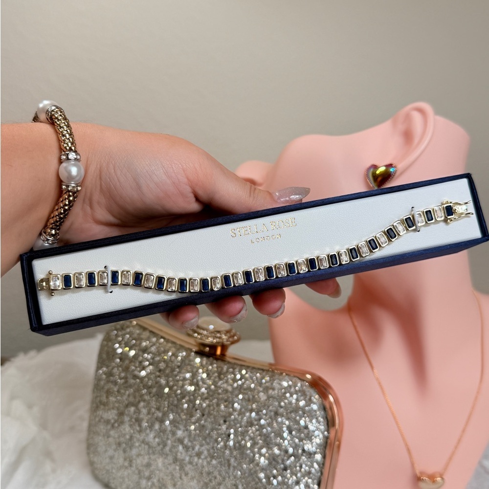 Stella Rose London Blue and Clear Zirconia Gold Bracelet